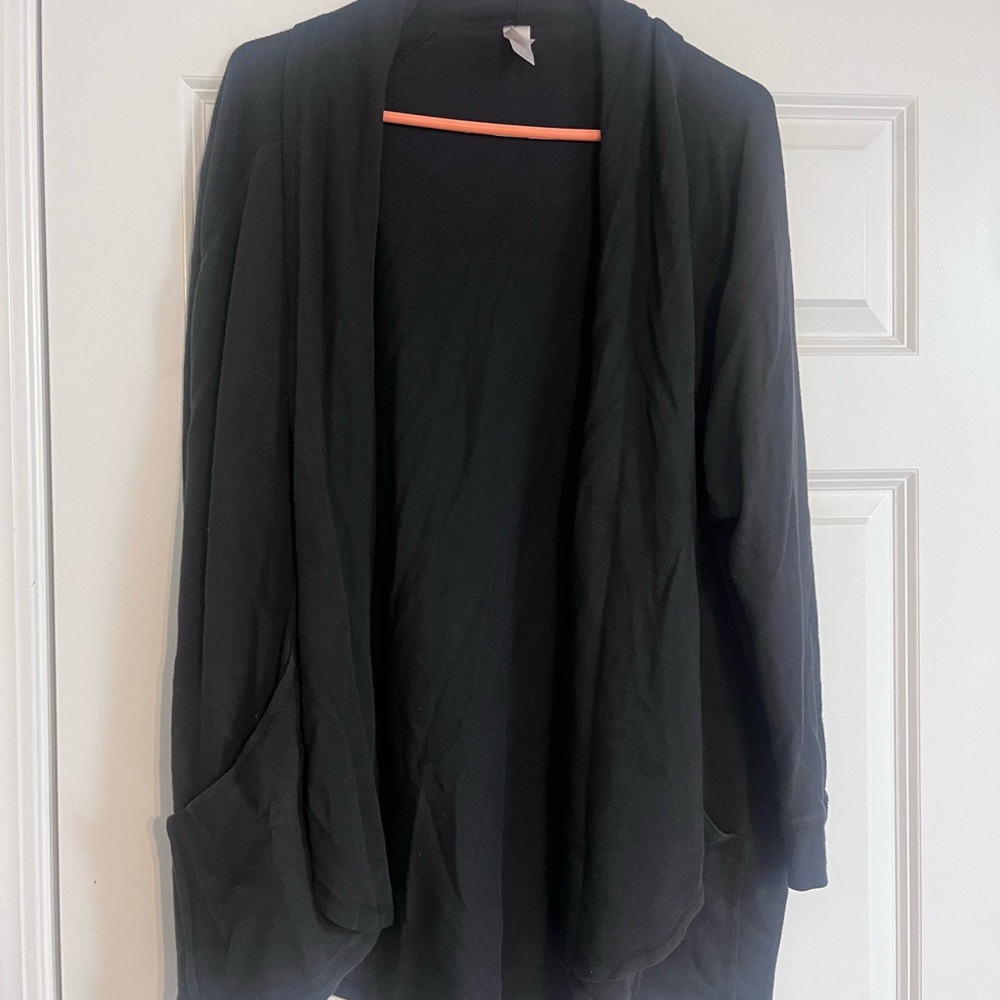 Alternative Apparel sz L Vintage Knit Zen Cardigan Wrap Black QVC 2355-Q